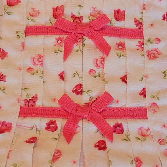 CARTER'S ♡ 2pc Coral 'n White Mini Floral|Bow Top 'n Embroidered Pants Outfit 3M - Picture 9 of 15